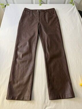 For All Man Kind Bootcut Faux Leather Pants Size M Womens Brown